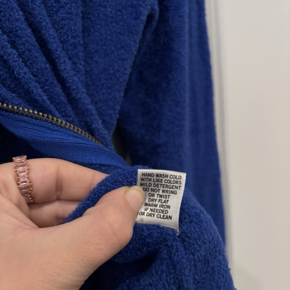 Cache Blue Terry Zip Up Hoodie Jacket Soft Cozy Y2K Retro Size S - Picture 8 of 11